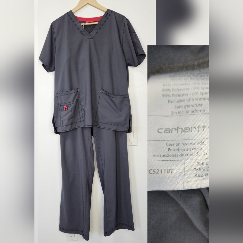 Carhartt Women's Charcoal V-Neck Scrub Set - Picture 13 of 13